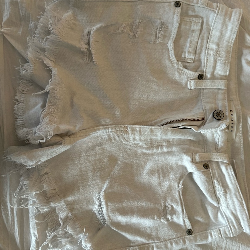 Eunina High-Rise White Cut-Off Shorts